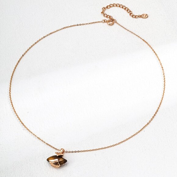 ✨ Artisan Original Design Genuine Tiger's Eye Geometric Pendant Necklace | S925 - Picture 3 of 5